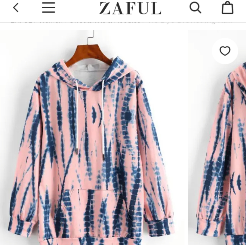 Tie Dye Drawstring Kangaroo Pocket Hoodie, light pink, size S